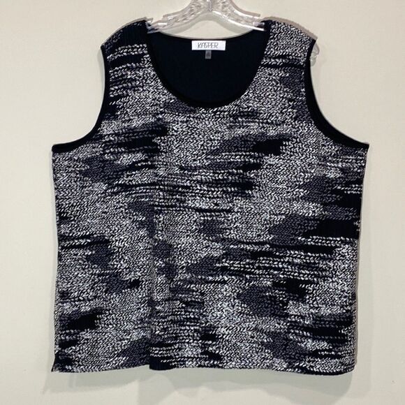 Plus Size Black & Silver Plus Size Sleeveless Dress Top By Kasper. Size 3X - Picture 1 of 5